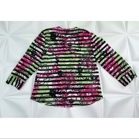 Multiple Women Sz S Floral Print Colorful Lightweight Jacket Crochet Art-to-Wear - Picture 6 of 7